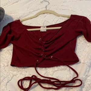 Red wrap around crop top